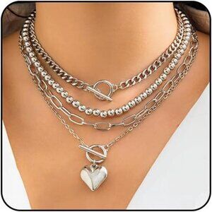 Layered Gold Necklace for Women Non Tarnish Chunky Gold Necklace Stack